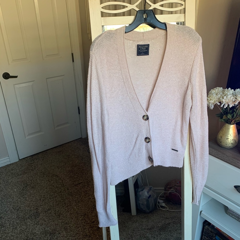Abercrombie & Fitch Pink Sweater Cropped Cardigan